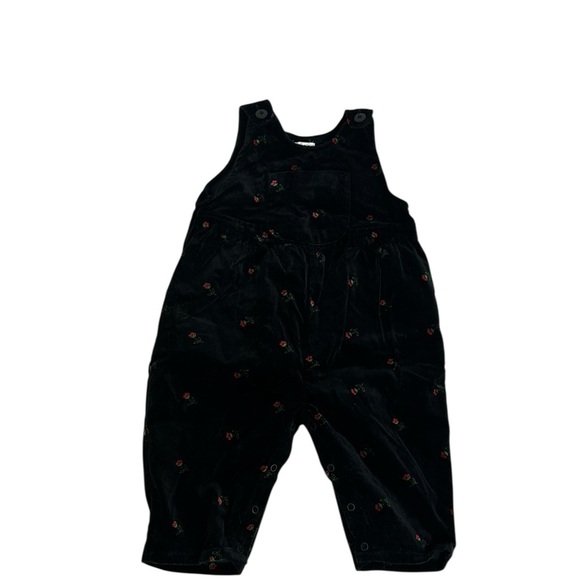 Baby Gap Overalls Months Vintage Velvet Black Rose Print Size XL 18-24 - Picture 8 of 9